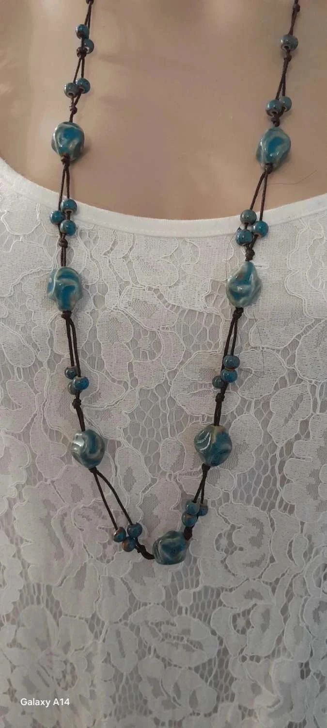 Collar de cerámica, azul, estilo Bohemio – photo 3
